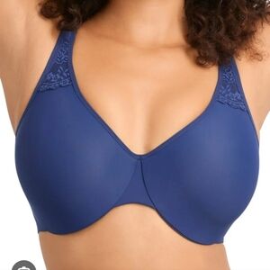 Reveal Lingerie Elegant Navy Lace Trim Bra Adjustable Straps Non Padded 38H / 5D